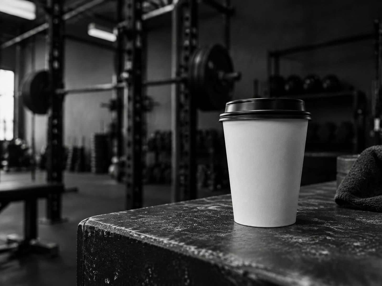 A Platinum coffee cup on the gym floor
